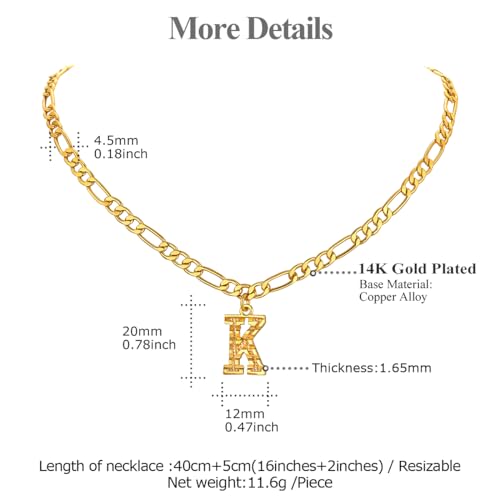 FOCALOOK Gold Initial Letter Necklaces for Women Men 14K Gold Plated Capital A-Z Initial Letter Chain 16 Inch4