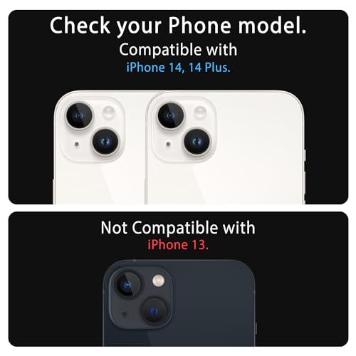 Image of ArmourPro Premium Camera Lens Protector Tempered Glass Compatible For iPhone 14 Plus and iPhone 14 Tough HD Individual Aluminum Alloy Rings 9H Camera Cover , Scratch-Resistant,Camera Lens Protection| Silver