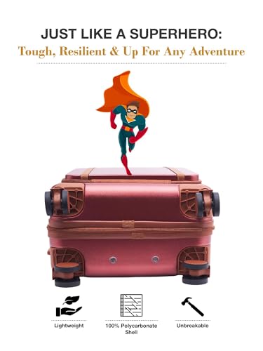 Image of FUR JADEN The Wayfarer 55cm Cabin TechPro Polycarbonate Suitcase I USB-C Charging Port I Laptop Compartment I 8 Silent Shock Absorbing Wheel I TSA Lock I Aviation Grade Trolley (Maroon, TechPro)