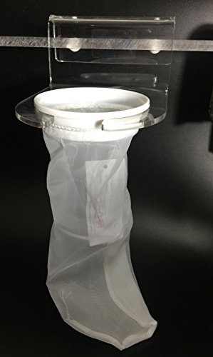 Marine Color Acrylic Prefilter Sock Holder with 4 Inch 200 Micron Filter Bag, Aquarium Sump Mount...