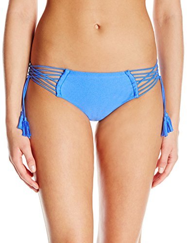 Luli Fama Women's Cuba Libre Criss Cross Tassel Full Bikini Bottom, Sea Angel, Small #TOP27