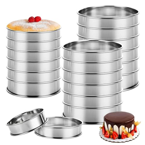 MUXHEL 20PCS Crumpet Rings 8+10 cm Non Stick Tart Rings Double Rolled Cooking Rings Stainless Steel Cake Ring English Muffin Rings for Cookie Homemade Crumpets Muffins Pancake Rings