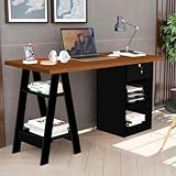 Escrivaninha com 1 Gaveta com Chave Valência Canela Preto