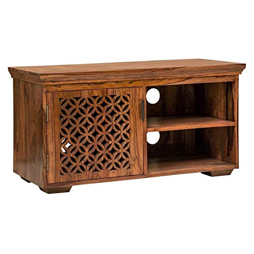 Image of COBRA CRAFT Sheesham Wood Wooden TV Cabinet Furniture Stand TV Unit for Living Room 1 Drawer 3 Shelf Tv Cabinet for Living Room