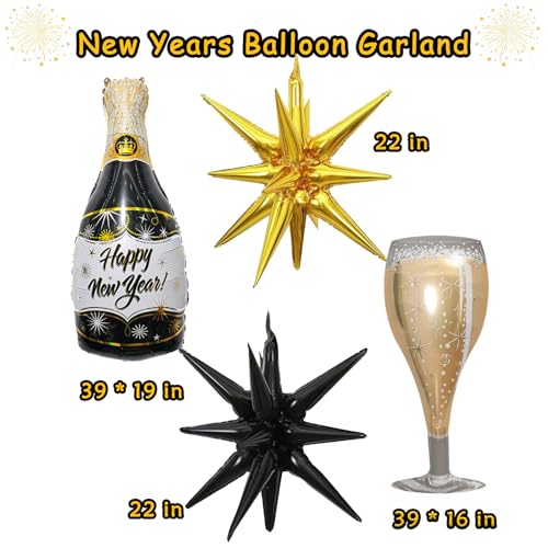 2026 New Year Balloons Happy New Years Eve Party Supplies Black and Gold Balloons New Years Eve Decorations 2026 Foil Balloon for New Year Party Decorations - Image 5
