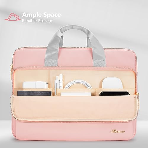 KIZUNA Laptop Sleeve Case 15.6 Inch Computer Bag Carrying Handbag for 16" MacBook Pro M1 M2 Max/16 Lenovo IdeaPad Flex 5i/Thinkbook 16+ /15.6" HP Envy x360 15/Dell XPS 15/LG Gram 15,Pink - Image 2