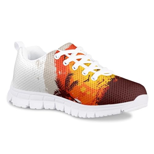 SYtrade Coconut Tree Sunset Seagull Boys Girls Running Shoes Kids Fashion Sneakers Girls Athletic Shoes Kids White Canvas Shoes