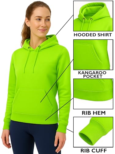 URBAN BUCK Womens Neon Pullover Hooded Sweatshirt Casual Long Sleeves High Visibility Lightweight Athletic Women Hoodie4
