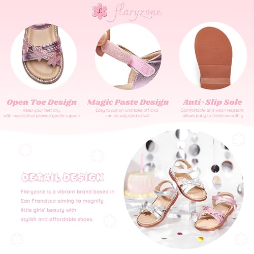 Image of Flaryzone Girls Sandals Open Toe Summer Flats Dress Sandals Shoes Toddler /Little Kid