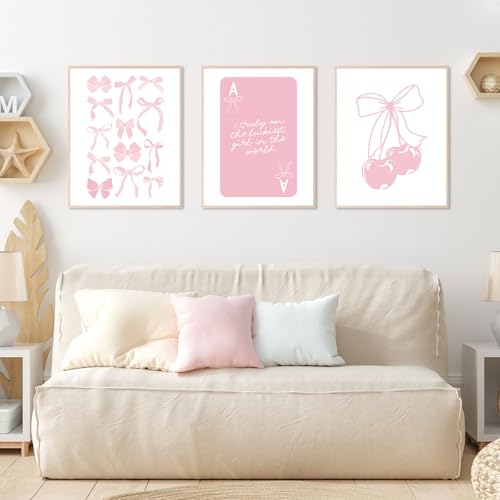 Póster estético de papel con lazo de cereza decorativo para salas y galerías