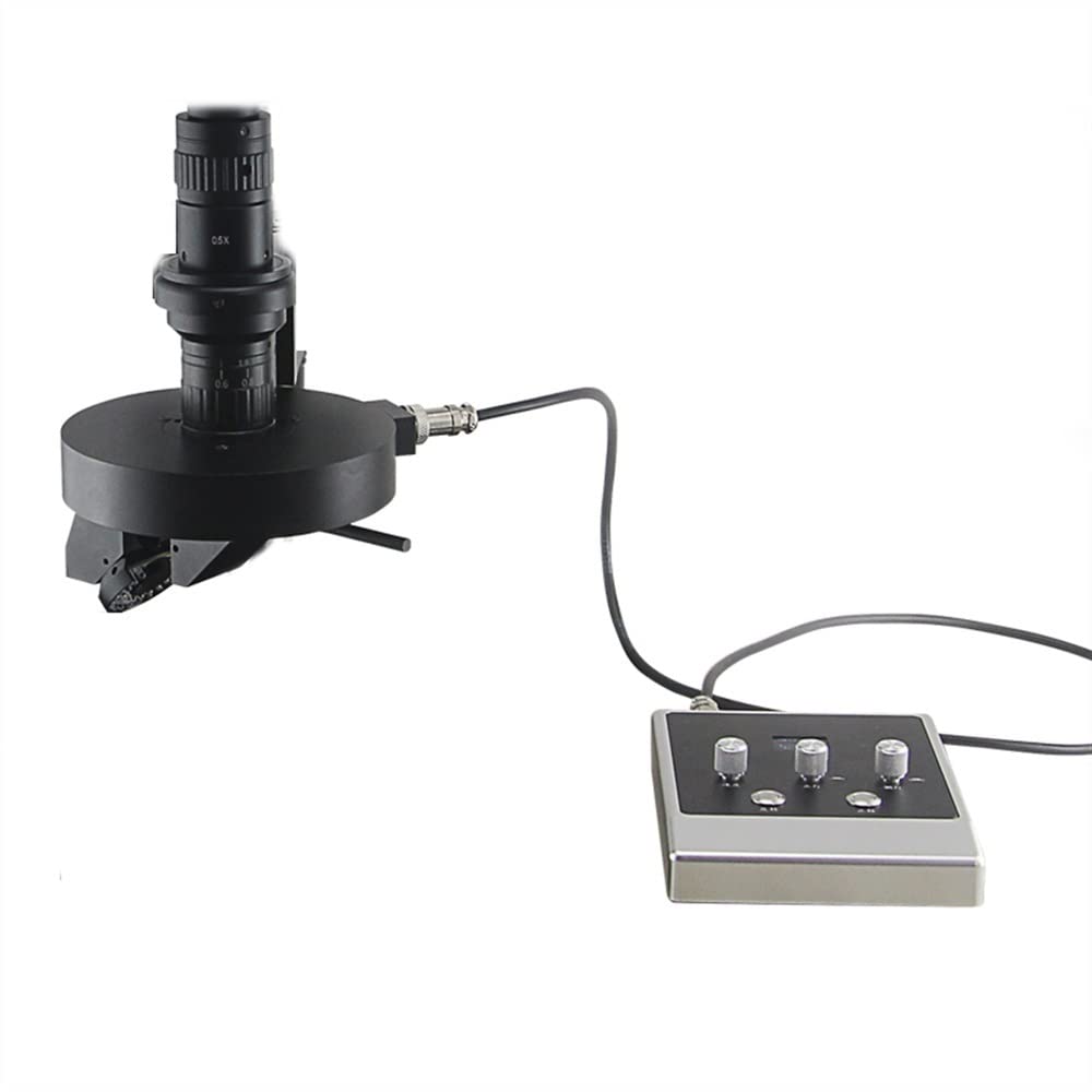 Microscope 2_D 3_D 0.6X-5X Industrial Stereoscopic Stereo 200X C Mount Zoom Lens with 208/pcs LED Ring Light for Video Microscope Camera(Automatic)