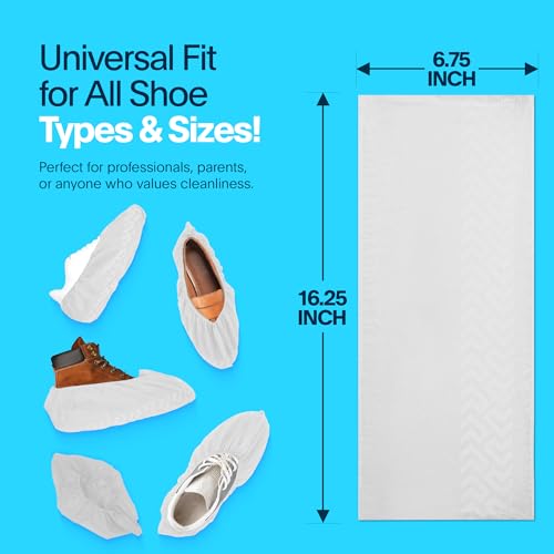 Image of Premium Disposable Boot & Shoe Covers Booties | 50 Pack | Durable, Non-Slip, Non-Toxic, Water Resistant, Recyclable Protectors for Indoor & Outdoor | Large Size Fits Most Shoes