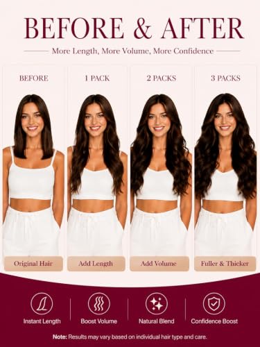 Image of Moresoo Sew in Hair Extensions Human Hair, Dark Ash Brown, 14 inch 100g