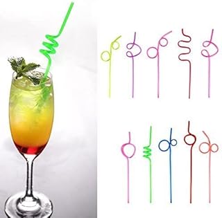 10pcs Creative Colorful Straw Crazy Curly Loop Coloured Drinking Straws for Birthday Party PVC Extra Long Flexible Creative Shape