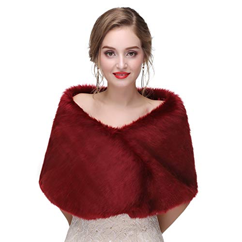Sleeveless Faux Fur Shawl Wedding Fur Wraps and Shawls Bridal Fur Stole for Brides and Bridesmaids