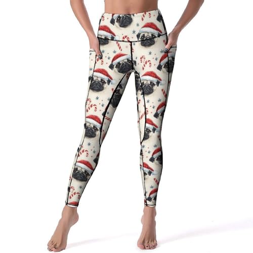 Legging Noël imprimé bouledogues français pantalon yoga femme