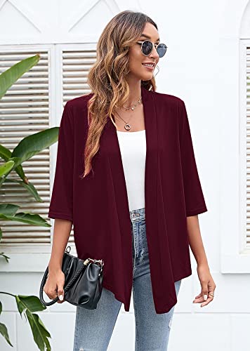 Image of Heymoments Women's Lightweight Open Front Cardigans 3 /4 Sleeve Casual Soft Drape Fall Cardigan S-2XL