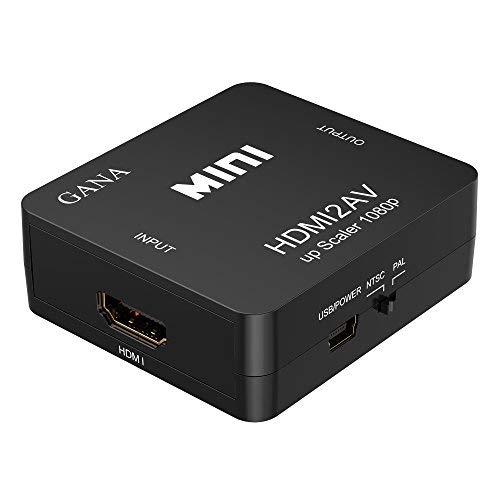 GANA HDMI a RCA, 1080P HDMI to AV 3RCA CVBs Adaptador de Convertidor de Audio y Video Compuesto Que Admite PAL/NTSC con Cable de Carga USB(Negro)