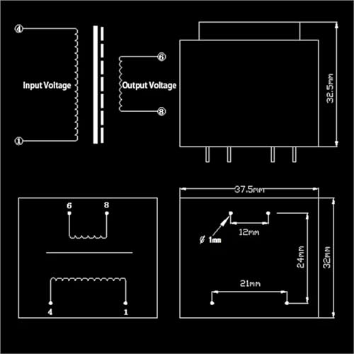 Transformateur EI35 3W AC 220V vers 6V scellé pour circuit imprimé - 2