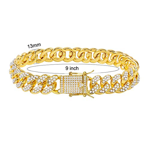 Image of Cuban Link Anklets for Women Plus Size Large Ankle Bracelets Gold Silver Rhinestone Diamond Bling Anklets Women 9 10 inch