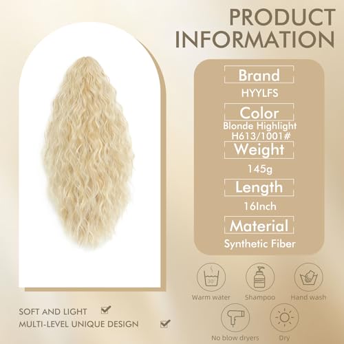 Image of Claw Clip Ponytail Extension Blonde Highlight H613 /1001#,16In
