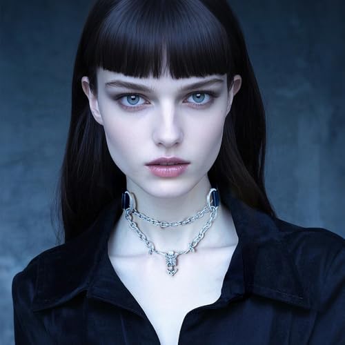 Gothic Skeleton Skull Choker Necklace Punk Captivity Skull Pendent Necklace Goth Grunge Emo Necklace Halloween Costume Accessories for Men Women2