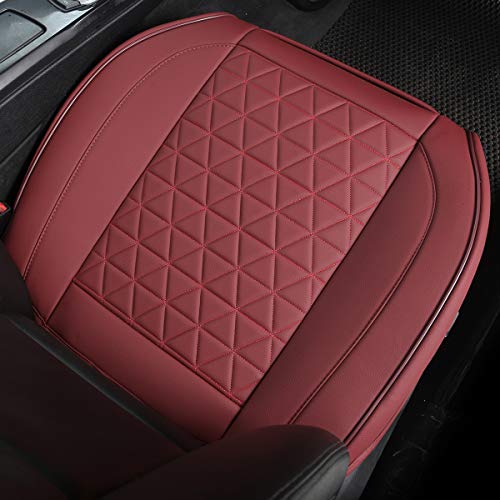 Image of Black Panther 1 Pair Luxury Faux Leather Car Seat Covers Front Bottom Seat Cushion Covers, Anti-Slip and Wrap Around The Bottom, Fit 95% of Vehicles - Burgundy