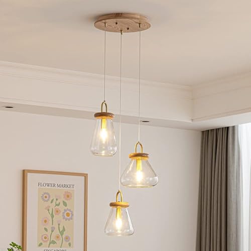 Lustre en verre transparent minimaliste avec suspension en laiton vintage modèle D