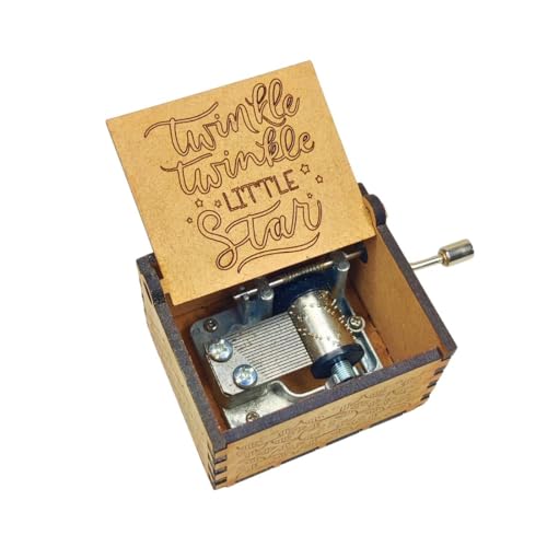 Image of Zesta Twinkle Twinkle Wooden Musical Box Gift | Vintage Music Crank Mini Collectible for Girlfriend, Boyfriend, Husband, Wife | Unique Musical Gifts for Music Lovers | Classic Wooden Box