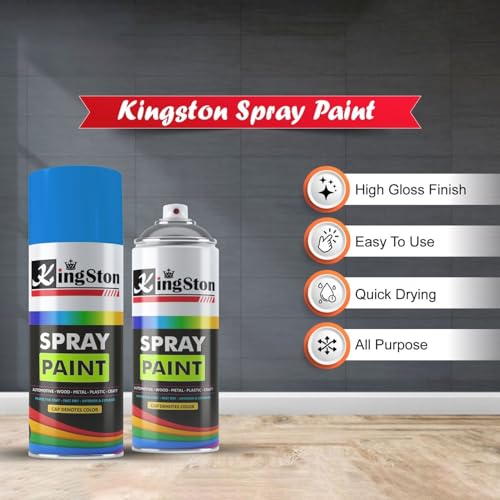 Image of Kingston Acrylic Spray Paint for Metal, Wood, Wall & Plastic, Multi-Surface DIY Paint, Quick Dry, Neon Blue Finish, 400ml Can, 1 Pc