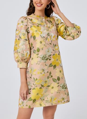 Image of Ladyful Women's Floral Jacquard Dress Cocktail Mini Shift Dresses