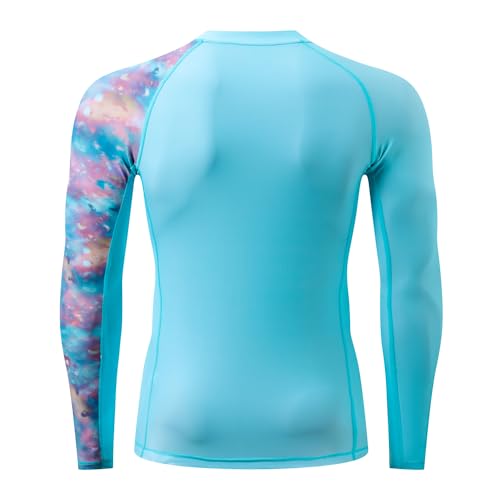 Image of HUGE SPORTS Men's Rash Guard Long Sleeves UPF 50+ UV Sun Protection Quick Drying Splice Compression Swim Shirts