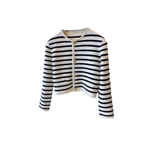 Women's Striped Knitted Sweater Cardigan for Women Long Sleeve Top Casual Cardigans Womens Clothes Crop Sweater