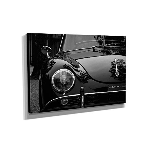 Classic Porsche Black And White Car Canvas Art Wall Art Home Decor (45in x 30in Gallery Wrapped)