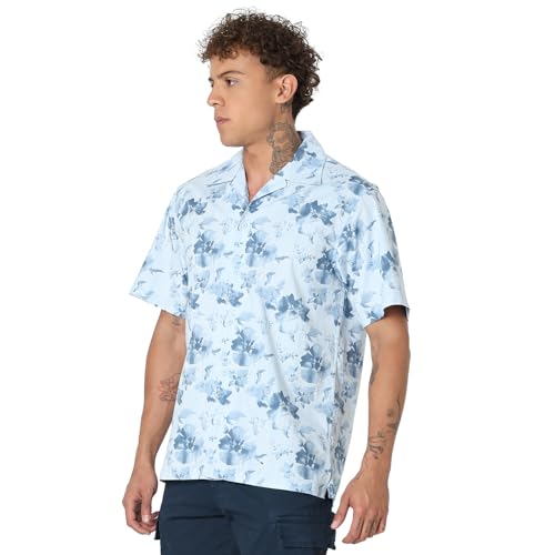 Image of Spykar Men's Relaxed Fit N /A Half Sleeve Printed Casual Shirts