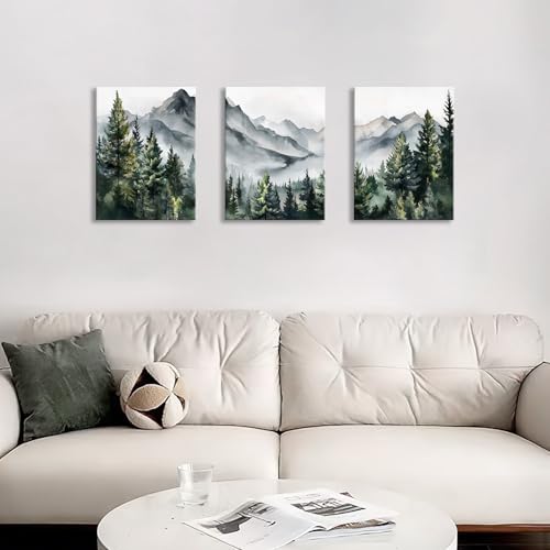 3 Panels Framed Green Views Canvas Wall Art - Image 4
