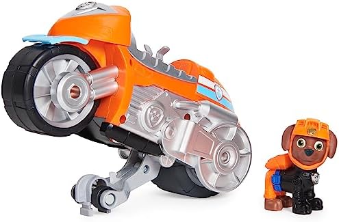 Paw Patrol, Moto Pups Zuma’s Deluxe Pull Back Motorcycle Vehicle with Wheelie Feature and Toy Figure