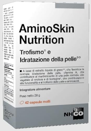 NHCO AminoSkin Nutrition 42 Capsule Molli - Integratore Alimentare a Base di Estratto Liquido di Grano, Vitamina A, Olio Vegetale di Enotera e Borragine. Aminoacidi