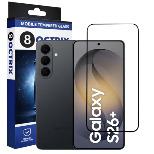 OCTRIX Tempered Glass Screen Protector Compatible for Samsung Galaxy S26 Plus with Edge to Edge Coverage – Case Friendly, Anti-Scratch & Bubble-Free Installation Kit (Pack Of 1)