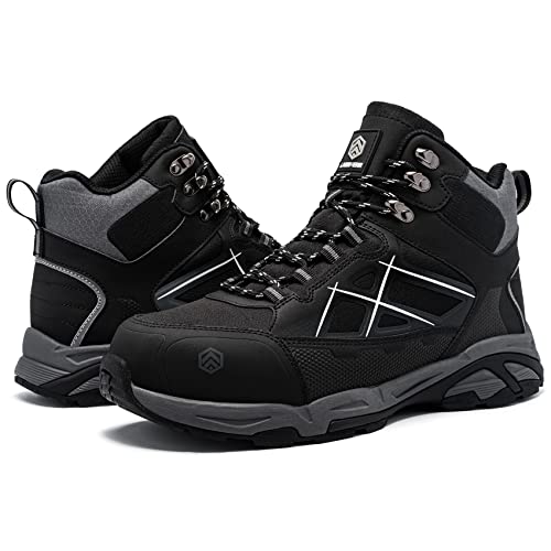 Image of LARNMERN Steel Toe Work Boots Men,Non Slip Safety Shoes,Comfortable Industrial and Constructio Hiking Sneakers