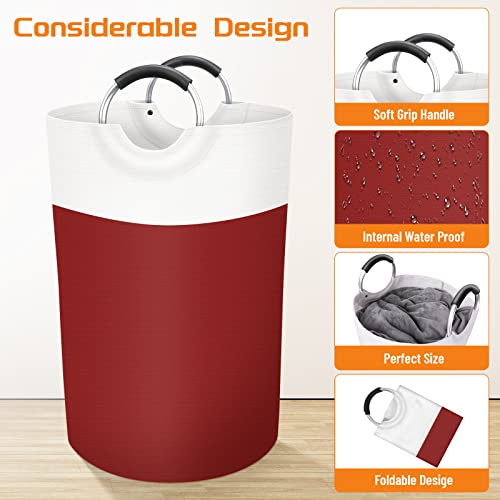 Image of BlissTotes Laundry Basket, Laundry Hamper, Collapsible Laundry Baskets, Dirty Clothes Hamper, Waterproof Laundry Basket with Foam Protected Aluminum Handles for College Dorm, Family 75L (Red) | Collapsible Dirty Clothes Hamper, Foldable Laundry Bag for Dorm, Waterproof Fabric, Padded Aluminum Handles