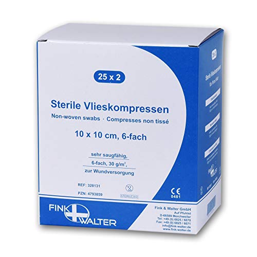 Fink & Walter Vlieskompressen steril 10x10cm, 6-fach, 50 Stück