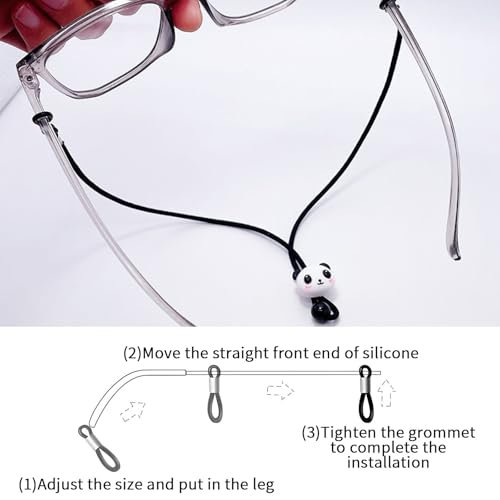 DBAILY Brillenband, 4 Stück Verstellbare Brillenkette, Brillenschnur, Brillenbänder für Damen, Kinder, Herren(Brauner Bär+Blaue Smiley-Wolke+Schwarzer und Weißer Panda+Grüner Pinguin)