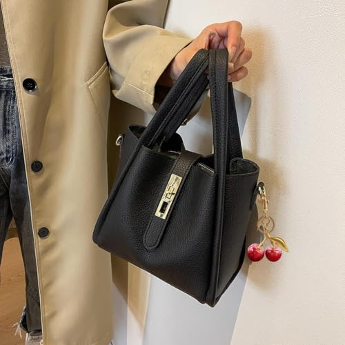 Trendy Bucket Crossbody Bag for Women Designer Handbags women Tote Bag for Women Shoulder bag with Cute Cherry Bag pendant4