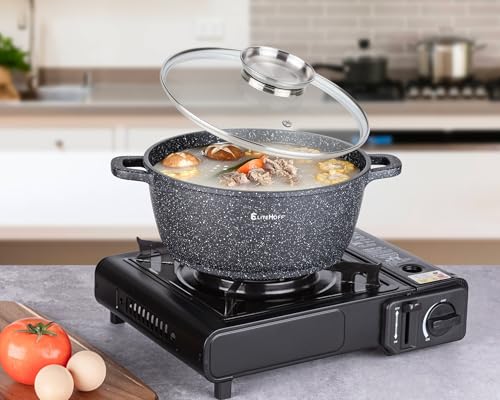 Casseroles induction EliteHoff noir 6 pièces avec couvercle en verre - 6