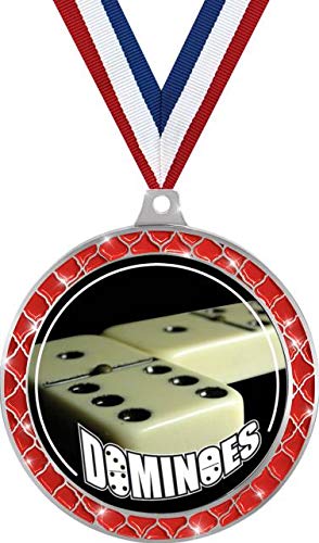 Medalla Dominoes Red Trellis Plata 2.5 pulgadas