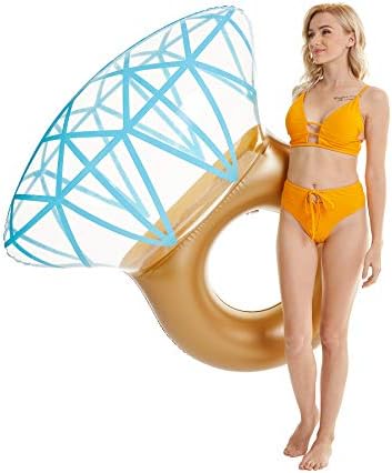Tzsmat Inflatable Diamond Ring Pool Float Swimming Floaty Party Toys for Adults & Kids