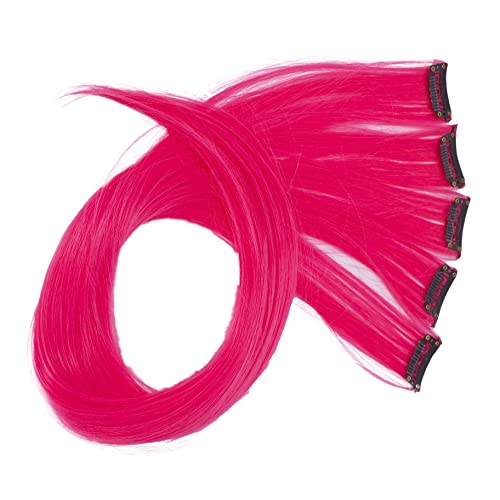 PRETTYSHOP 60 cm Coloré Mèche Mèches Extension à Clip Extension De Cheveux Cheveux Raides Longs Postiche Rose Vif BST118 Cover