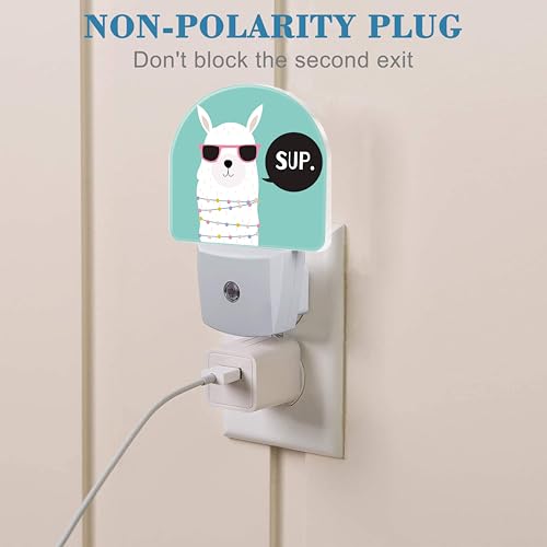 Image of Night Light for Kids Girls Boys, Cute White Llama LED Night Light Plug into Wall with Dusk to Dawn Sensor for Room Decor, Hallway, Kitchen, Bathroom, Nursery, Stairs