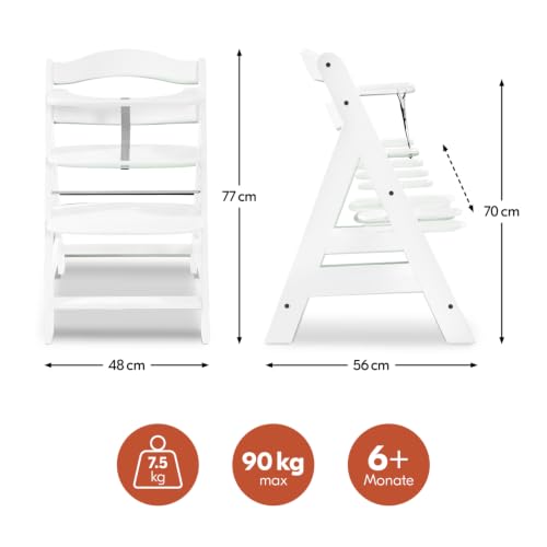 hauck Kinder Hochstuhl Alpha+, Mitwachsend ab 6 Monate, Buchenholz, Stabil & Sicher bis 90 kg, Inklusive 5-Punkt-Gurt… – Ansicht 3